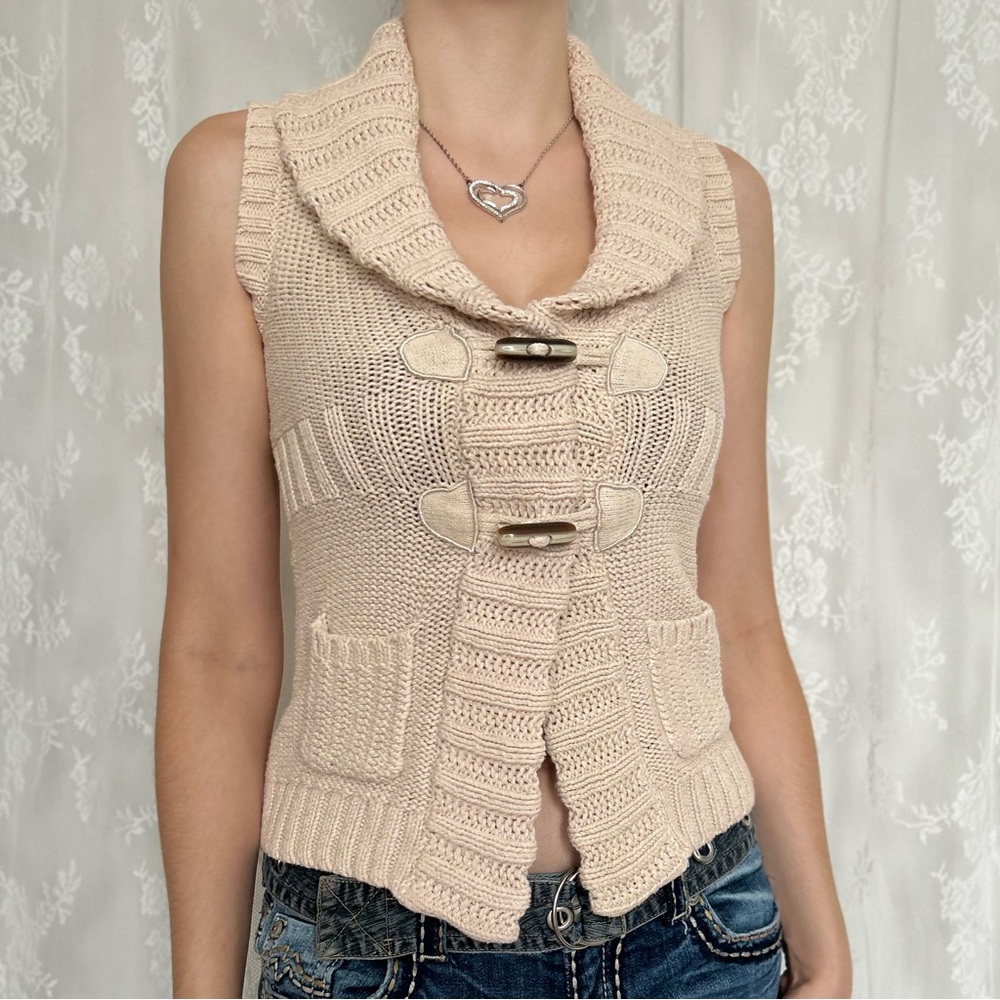 Y2K 2000’s Fairycore Cream Knit Sweater Vest